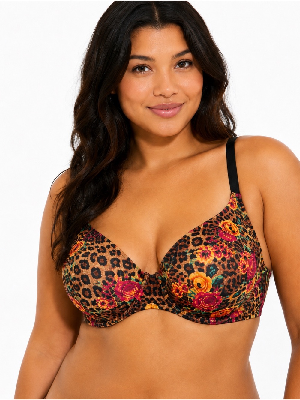 Torrid Curve 42C Leopard Floral Underwire Bra Adjustable Straps